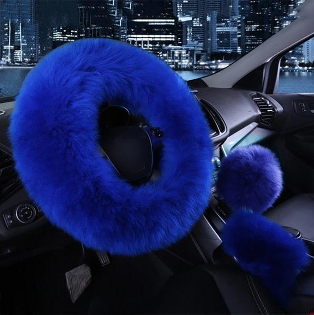 Faux Fur Steering Wheel Cover Set
