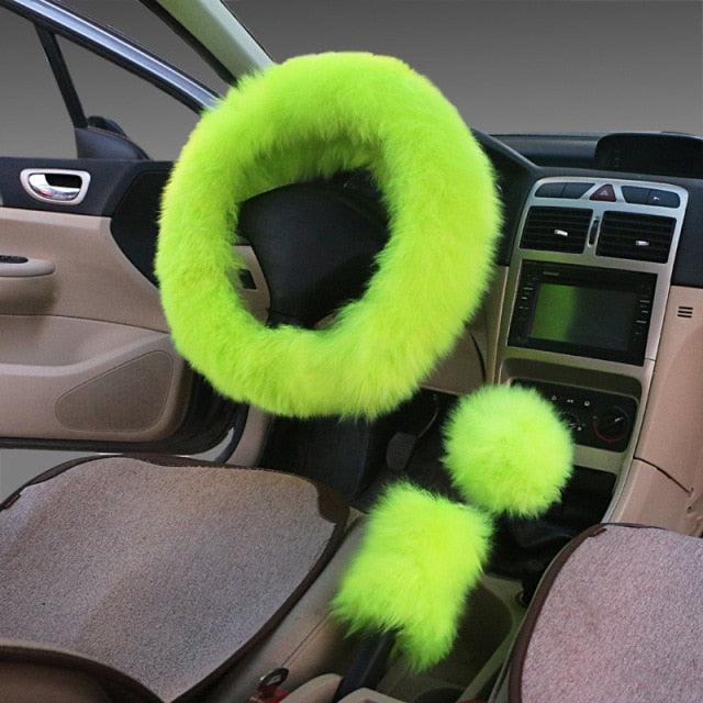 Faux Fur Steering Wheel Cover Set