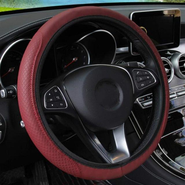 Embossed Leather Steering Wheel Cover