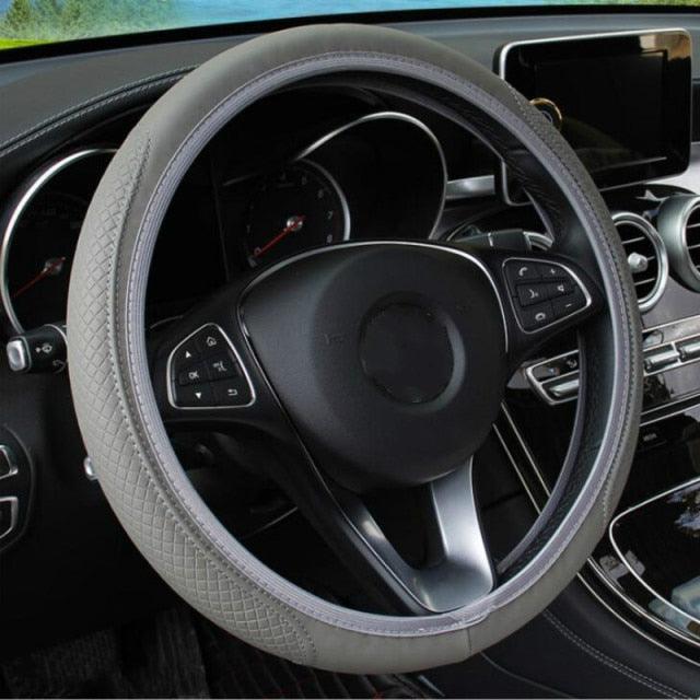 Embossed Leather Steering Wheel Cover