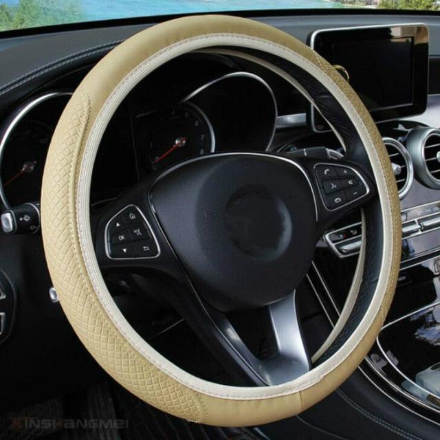 Embossed Leather Steering Wheel Cover